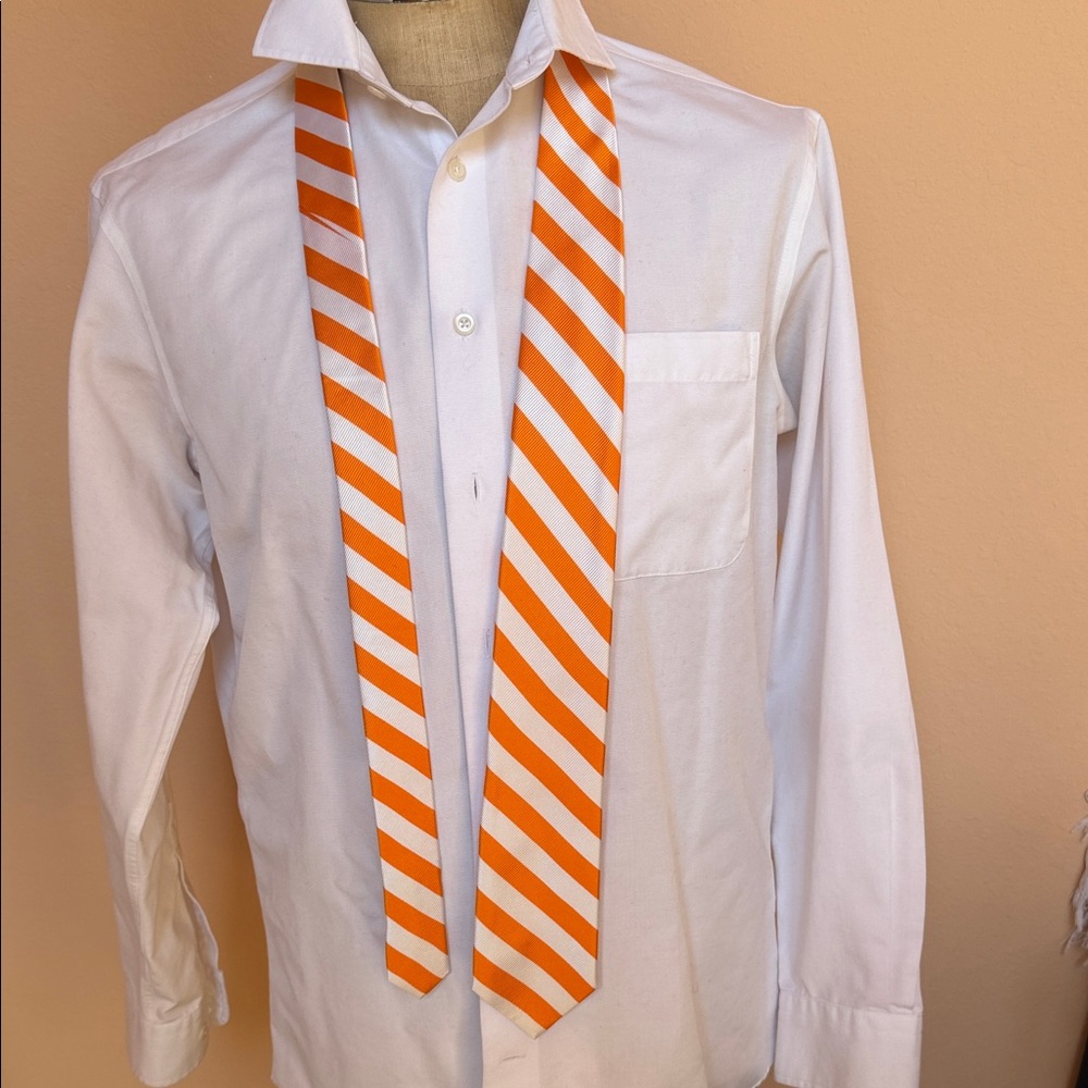 Classic White with Orange Striped Tie
